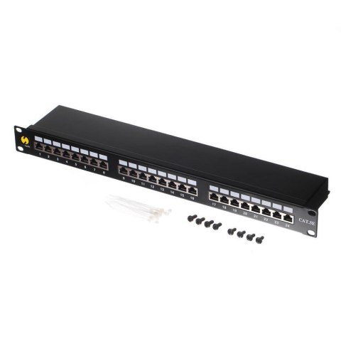 Patch panel 19'' Netrack 24-porty kat. 5e FTP, z półką NETRACK Patch panel 19'' Netrack 24-porty kat. 5e FTP, z półką NETRACK