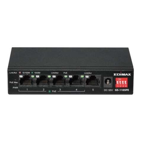 Switch niezarządzalny Edimax GS-1105PE 4x GbE PoE + 1x GbE Port EDIMAX TECHNOLOGY