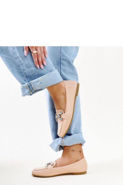 Beżowe mokasyny z cyrkonową klamerką Mali - Solea Solea