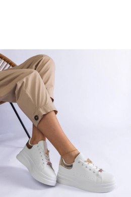 Białe sneakersy na platformie zdobione motylkiem Aranda - Solea Solea