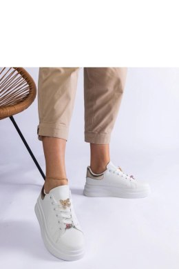 Białe sneakersy na platformie zdobione motylkiem Aranda - Solea Solea