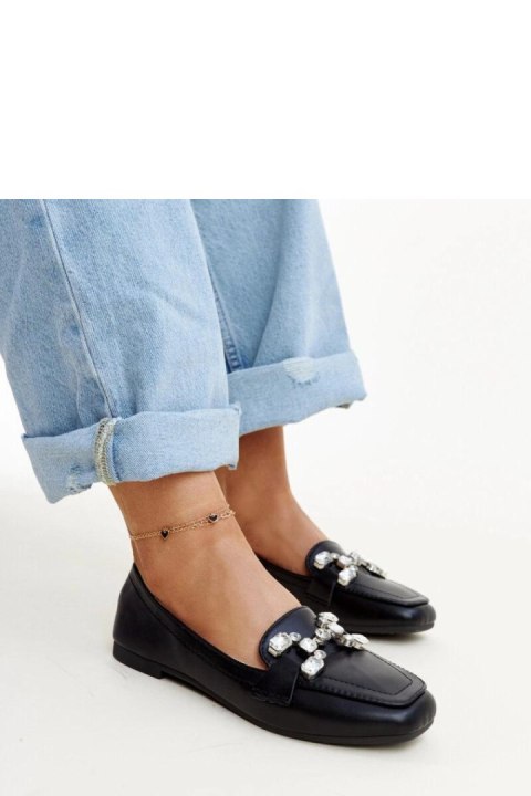 Czarne mokasyny z cyrkonową klamerką Mali - Solea Solea
