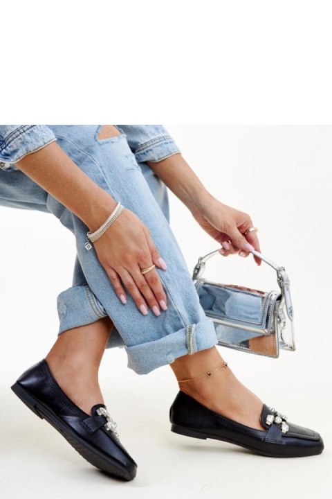 Czarne mokasyny z cyrkonową klamerką Mali - Solea Solea