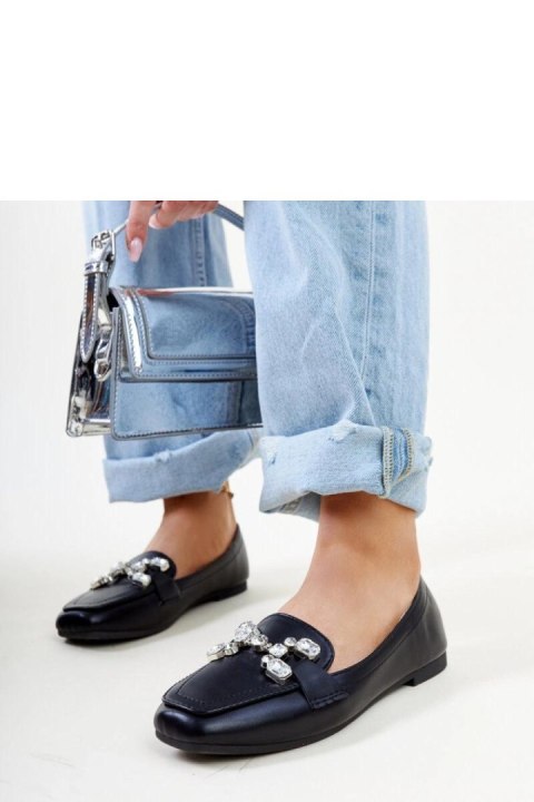 Czarne mokasyny z cyrkonową klamerką Mali - Solea Solea