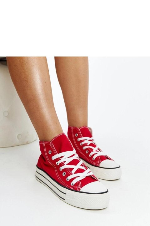 Czerwone wysokie trampki na grubej podeszwie Bagy - Solea Solea