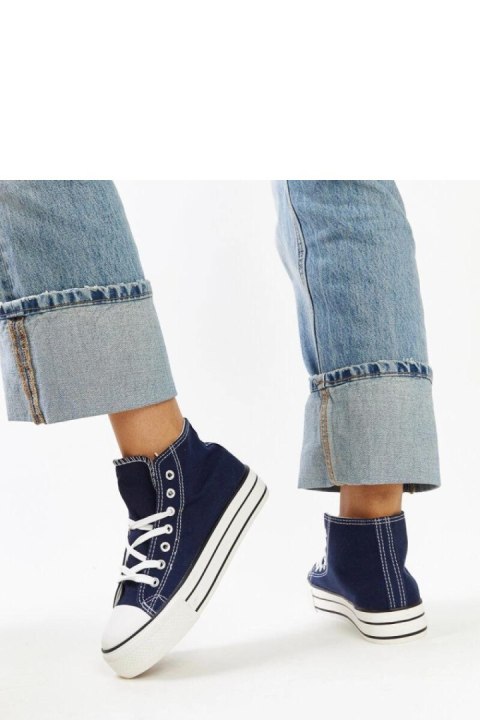 Granatowe wysokie trampki na grubej podeszwie Bagy - Solea Solea