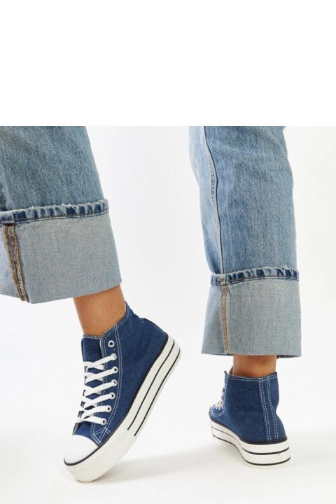 Jeansowe wysokie trampki na grubej podeszwie Bagy - Solea Solea