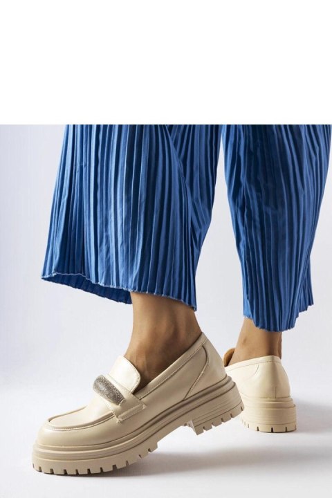 Beżowe mokasyny z cyrkoniami Hartford - Solea Solea