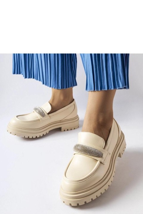 Beżowe mokasyny z cyrkoniami Hartford - Solea Solea