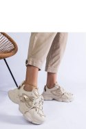 Beżowe sneakersy sportowe damskie na masywnej podeszwie Lien - Solea Solea