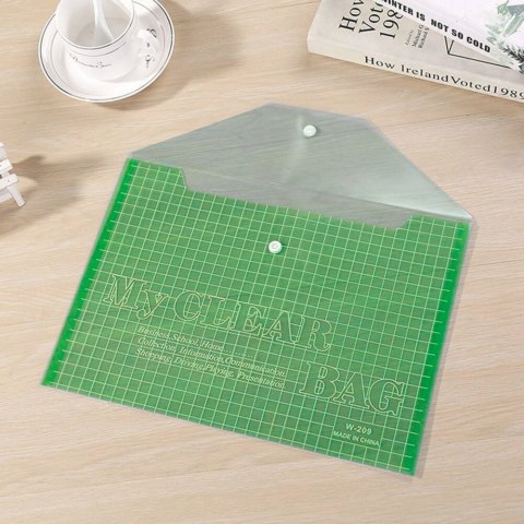 Teczka Folder Kopertowy Z Zapięciem Przeźroczysty Zielony A4 20 Sztuk LEAN Teczka Folder Kopertowy Z Zapięciem Przeźroczysty Zielony A4 20 Sztuk LEAN