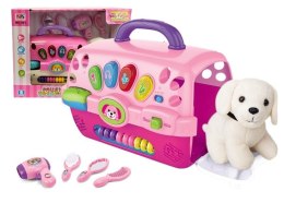 Zestaw Piękności Dla Pieska Akcesoria Biały Piesek Transporter Różowy LEAN Toys