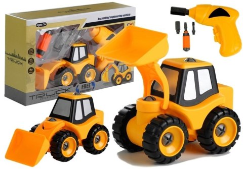 Żółta Koparka Do Rozkręcania + Wkrętarka LEAN Toys