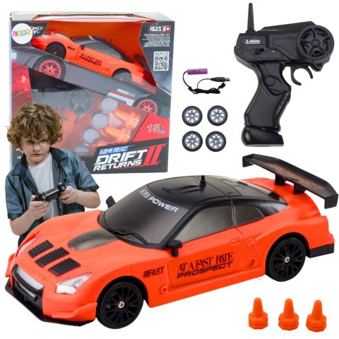 Autko Sportowe Zdalnie Sterowane R/C 1:24 Pomarańczowe Wymienne Koła LEAN Toys Autko Sportowe Zdalnie Sterowane R/C 1:24 Pomarańczowe Wymienne Koła LEAN Toys