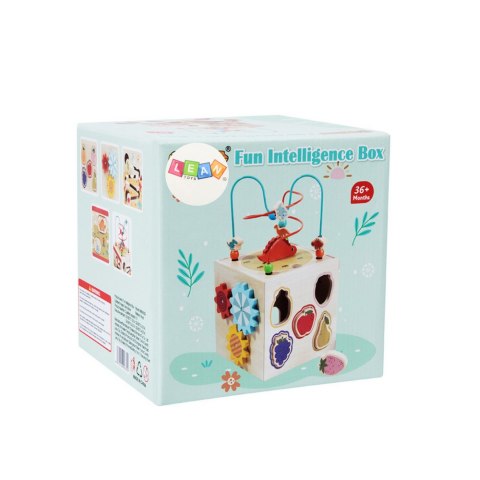 Kostka Edukacyjna Sensoryczna Sorter 5 Płaszczyzn Drewniana LEAN Toys
