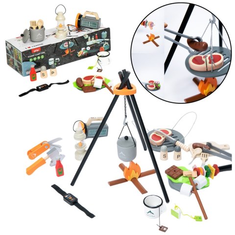 Zestaw Do Biwakowania Drewniany Ognisko Akcesoria 45 El LEAN Toys