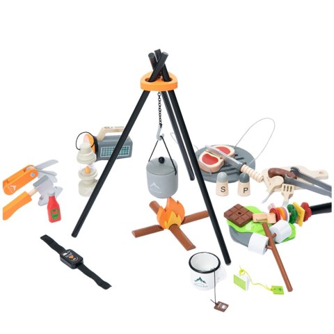 Zestaw Do Biwakowania Drewniany Ognisko Akcesoria 45 El LEAN Toys