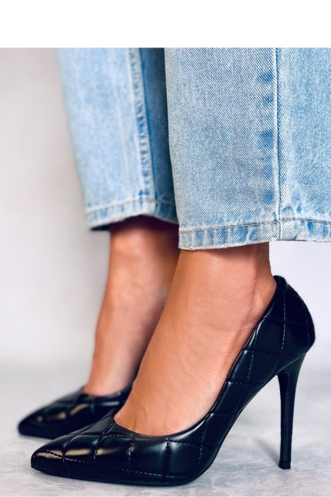 Czółenka na szpilce pikowane RAQUEL BLACK - Inello Inello