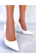 Czółenka na szpilce pikowane RAQUEL WHITE - Inello Inello