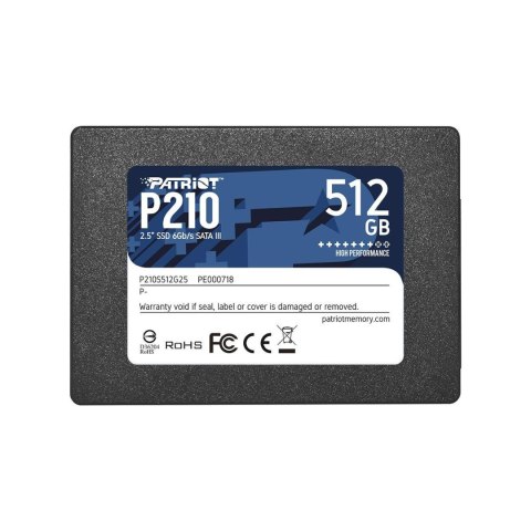 Dysk SSD Patriot P210 512GB 2.5" SATA3 (520/430 MB/s) 7mm Patriot Memory Dysk SSD Patriot P210 512GB 2.5" SATA3 (520/430 MB/s) 7mm Patriot Memory