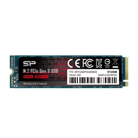 Dysk SSD Silicon Power A80 512GB M.2 PCIe Gen3x4 NVMe (3400/3000 MB/s) 2280 Silicon Power