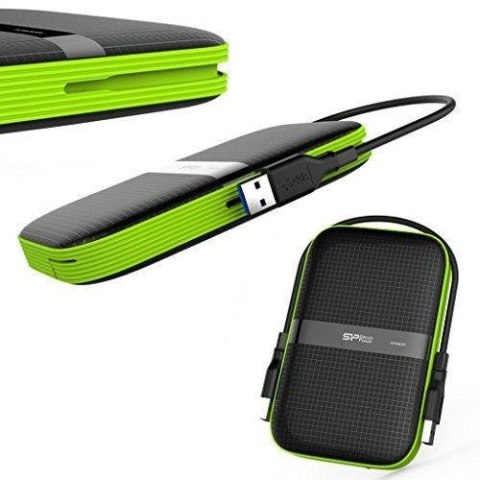 Dysk zewnętrzny Silicon Power ARMOR A60 4TB 2,5" USB 3.0 BLACK-GREEN/PANCERNY wstrząso/pyło i wodoodporny IPX4 Silicon Power
