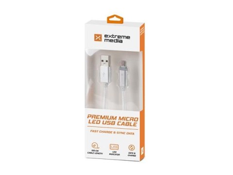 Kabel Natec Extreme Media micro USB-B - USB-A M/M 1m srebrny LED Natec