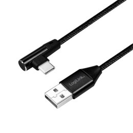 Kabel USB 2.0 LogiLink CU0138 USB A - USB-C, M/M, kątowy, czarny, 1m LogiLink