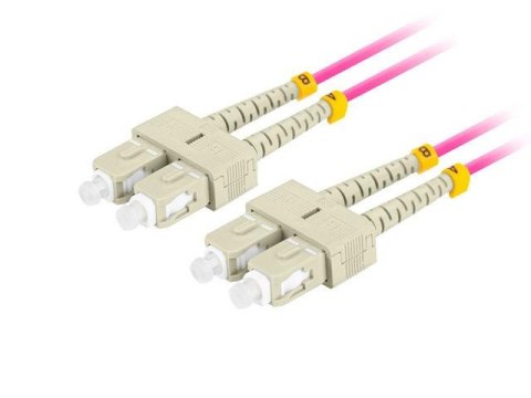 Patchcord światłowodowy Lanberg MM SC/UPC-SC/UPC DUPLEX 3.0mm OM4 50/125 LSZH 1m fioletowy LANBERG