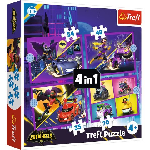 Puzzle - 4w1 (35, 48, 54, 70) - Poznaj Batwheels - Trefl 34658 Trefl Puzzle Puzzle - 4w1 (35, 48, 54, 70) - Poznaj Batwheels - Trefl 34658 Trefl Puzzle