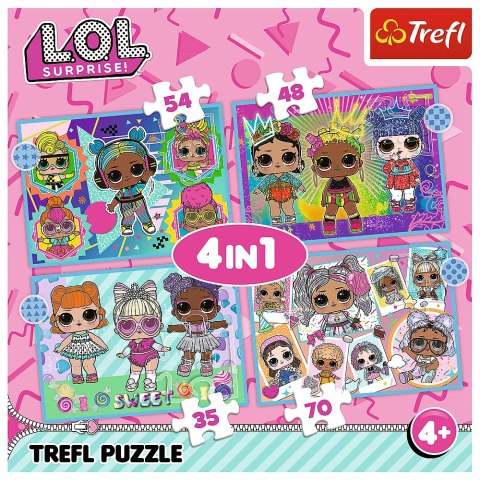 Puzzle - 4w1 (35, 48, 54, 70) - Poznaj laleczki - LOL Surprise! - Trefl 34613 Trefl Puzzle Puzzle - 4w1 (35, 48, 54, 70) - Poznaj laleczki - LOL Surprise! - Trefl 34613 Trefl Puzzle