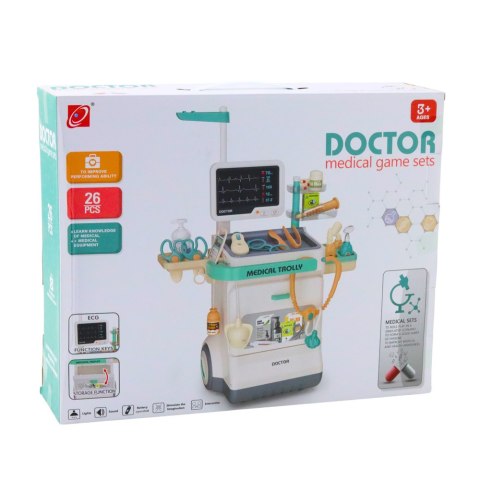 Zestaw Lekarski EKG RTG Na Wózku Akcesoria Narzędzia Medyczne 26el LEAN Toys Zestaw Lekarski EKG RTG Na Wózku Akcesoria Narzędzia Medyczne 26el LEAN Toys