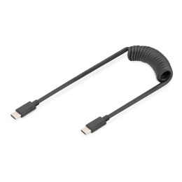 Kabel USB 2.0 DIGITUS spiralny USB C/USB C, PD 60W, czarny, max. 1m Digitus
