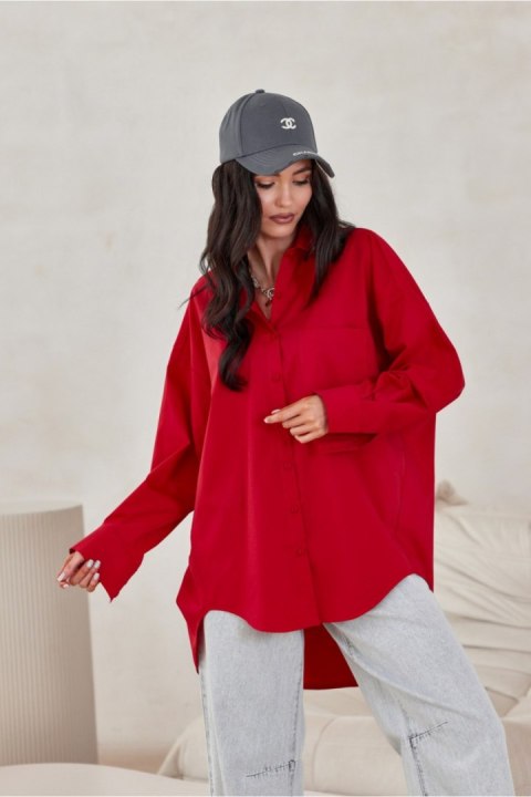 Koszula Damska Model Carolina CZE BLU0155 Red - Roco Fashion Roco Fashion Koszula Damska Model Carolina CZE BLU0155 Red - Roco Fashion Roco Fashion