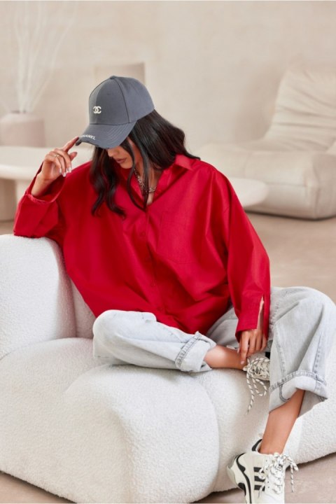 Koszula Damska Model Carolina CZE BLU0155 Red - Roco Fashion Roco Fashion Koszula Damska Model Carolina CZE BLU0155 Red - Roco Fashion Roco Fashion