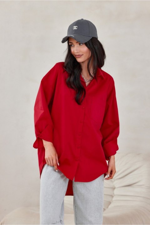 Koszula Damska Model Carolina CZE BLU0155 Red - Roco Fashion Roco Fashion Koszula Damska Model Carolina CZE BLU0155 Red - Roco Fashion Roco Fashion