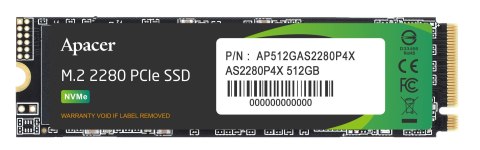 Dysk SSD Apacer AS2280P4X 512GB M.2 PCIe NVMe Gen3 x4 2280 (2100/1700 MB/s) Apacer
