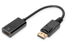 Kabel adapter DIGITUS DisplayPort z zatrzaskiem 4K 60Hz UHD Typ DP/HDMI A M/Ż czarny 0,2m Digitus