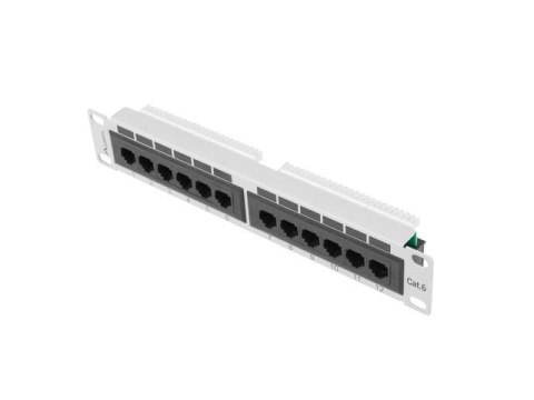 Patch panel Lanberg PPU6-9012-S 12 port 1U 10" kat.6 szary LANBERG