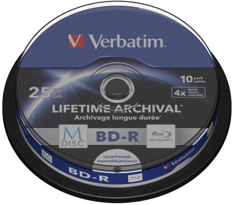 Płyty BD-R Verbatim M-Disc 25 GB 4x Print Cake 10 Verbatim Płyty BD-R Verbatim M-Disc 25 GB 4x Print Cake 10 Verbatim