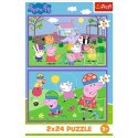 Puzzle - 2x24 - Peppa na placu zabaw - Świnka Peppa - Trefl 34435 Trefl Puzzle