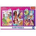 Puzzle - 3x80 - Księżniczki przyjaciółki - Disney Princess - Trefl 34884 Trefl Puzzle
