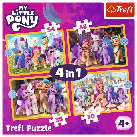 Puzzle - 4w1 (35, 48, 54, 70) - Poznaj kucyki Pony - My Little Pony - Trefl 34624 Trefl Puzzle Puzzle - 4w1 (35, 48, 54, 70) - Poznaj kucyki Pony - My Little Pony - Trefl 34624 Trefl Puzzle