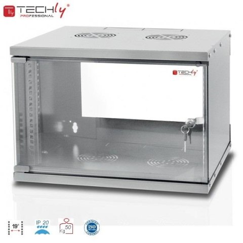 Szafa wisząca TechlyPro ECO 19" 6U/320 zmontowana, szara Techly