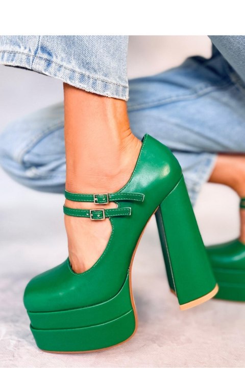 Czółenka na platformie licowe LOIT GREEN - Inello Inello