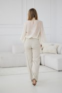 Spodnie Damskie Model M419/D Jodełka/Beige/Lurex - La Aurora La Aurora