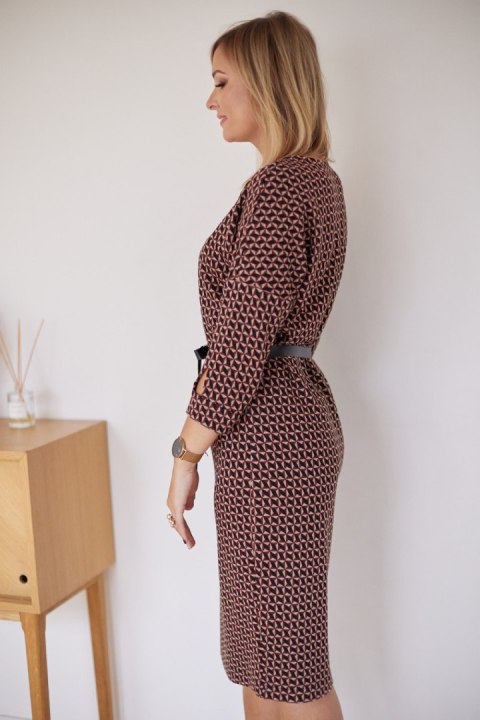 Sukienka Model M376/N Bordo/Black/Cube - La Aurora La Aurora Sukienka Model M376/N Bordo/Black/Cube - La Aurora La Aurora