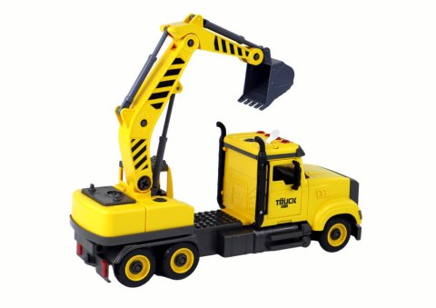 Auto Ciężarówka Do Składania z Dźwigiem Żółta LEAN Toys Auto Ciężarówka Do Składania z Dźwigiem Żółta LEAN Toys