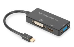 Kabel adapter DIGITUS 3w1 mini DisplayPort 4K 30Hz/1080p 60Hz miniDP/HDMI(UHD)+DVI-I+VGA(FHD) M/Ż 0,2m Digitus