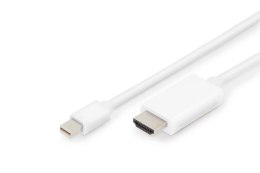Kabel adapter DIGITUS miniDisplayPort 1.2 4K 60Hz UHD Typ miniDP/HDMI A M/M biały 2m Digitus